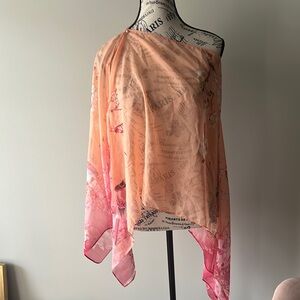 Elegant Peach and Pink Floral Asymmetrical Top